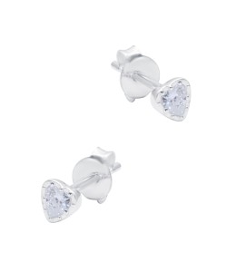 Heart Shaped CZ Silver Stud Earring STS-6661